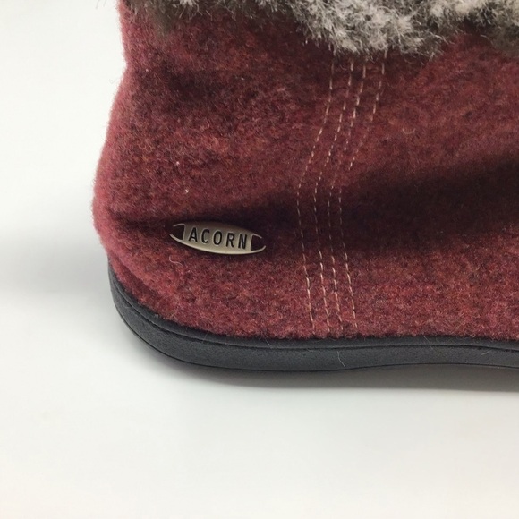 Acorn Faux Fur Chinchilla Booties Slippers with Indoor/Outdoor Sole - Picture 2 of 8